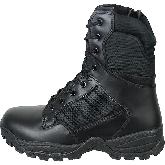 Tactical Side Zip Black Leather Patrol Boots